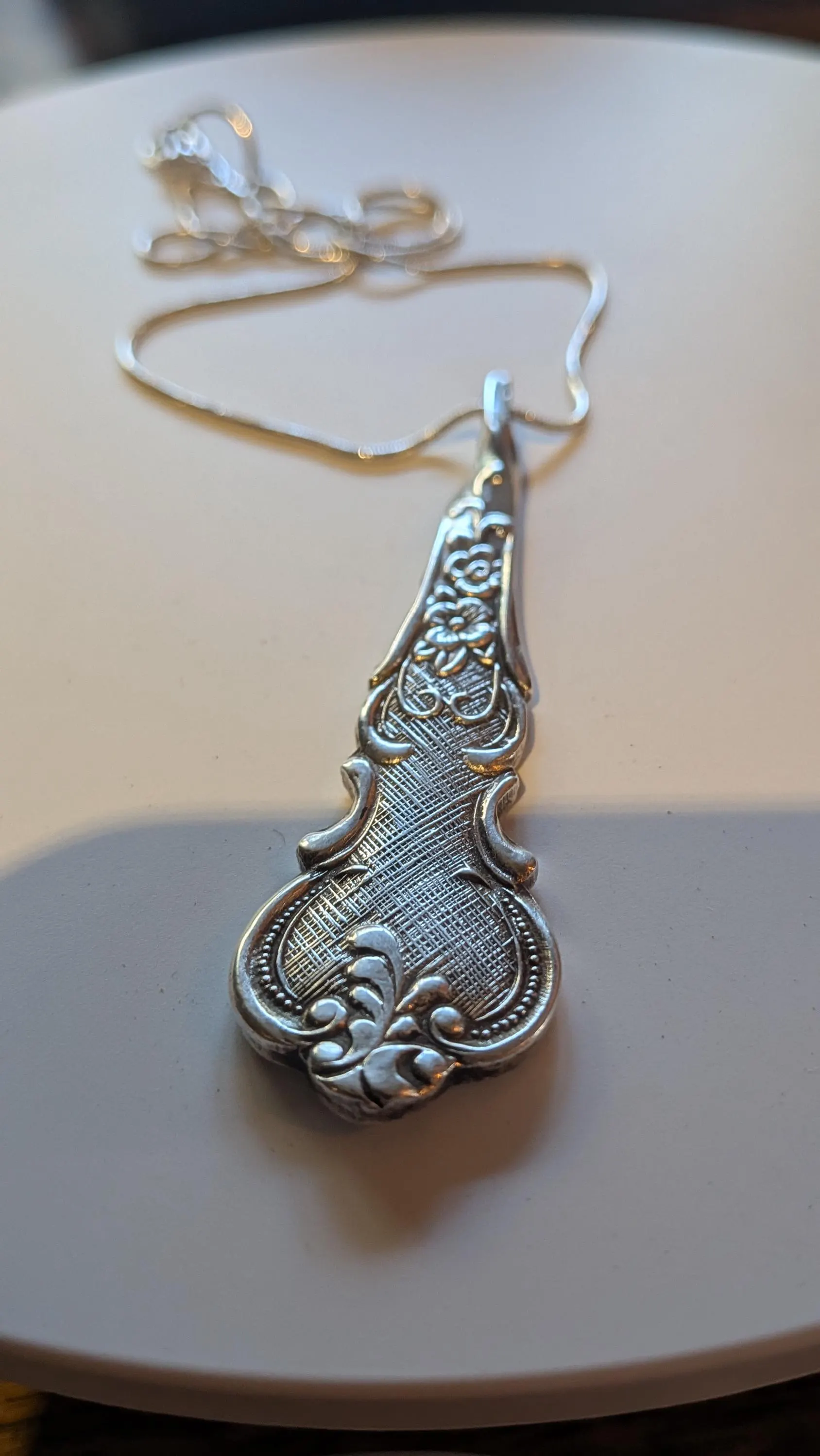 Floral Spoon Necklace and Earring Set Silver Plated EPNS - Image 2