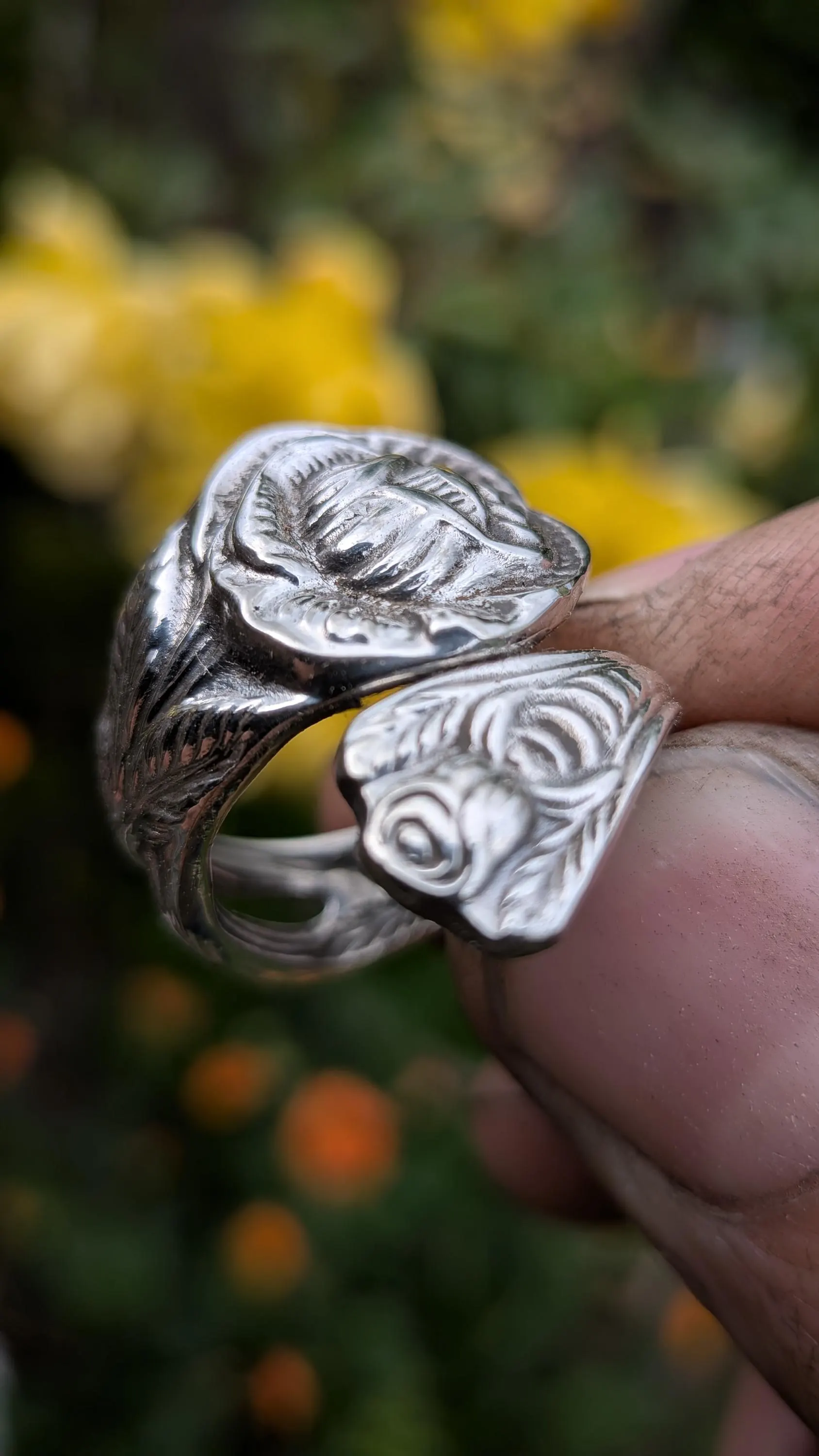 Hildesheimer Rose Christoph Widmann Flower Spoon Ring Silver Plated EPNS