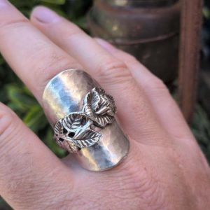 Hildesheimer Rose Christoph Widmann Flower Saddle Spoon Ring Silver Plated EPNS