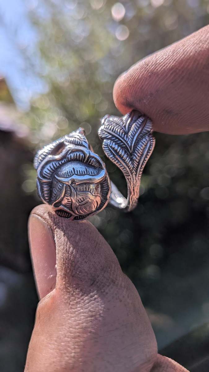 Hildesheimer Rose Twisted Christoph Widmann Flower Spoon Ring Silver Plated EPNS - Image 3