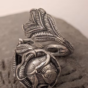 Hildesheimer Rose Twisted Christoph Widmann Flower Spoon Ring Silver Plated EPNS