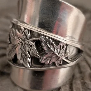 Canadian Maple Leaf Stirling Silver Saddle Spoon Ring