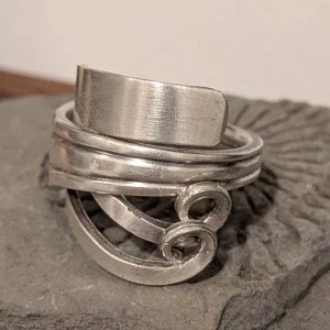 Double Wrap Twist Tine Cake Fork Ring Silver Plated EPNS