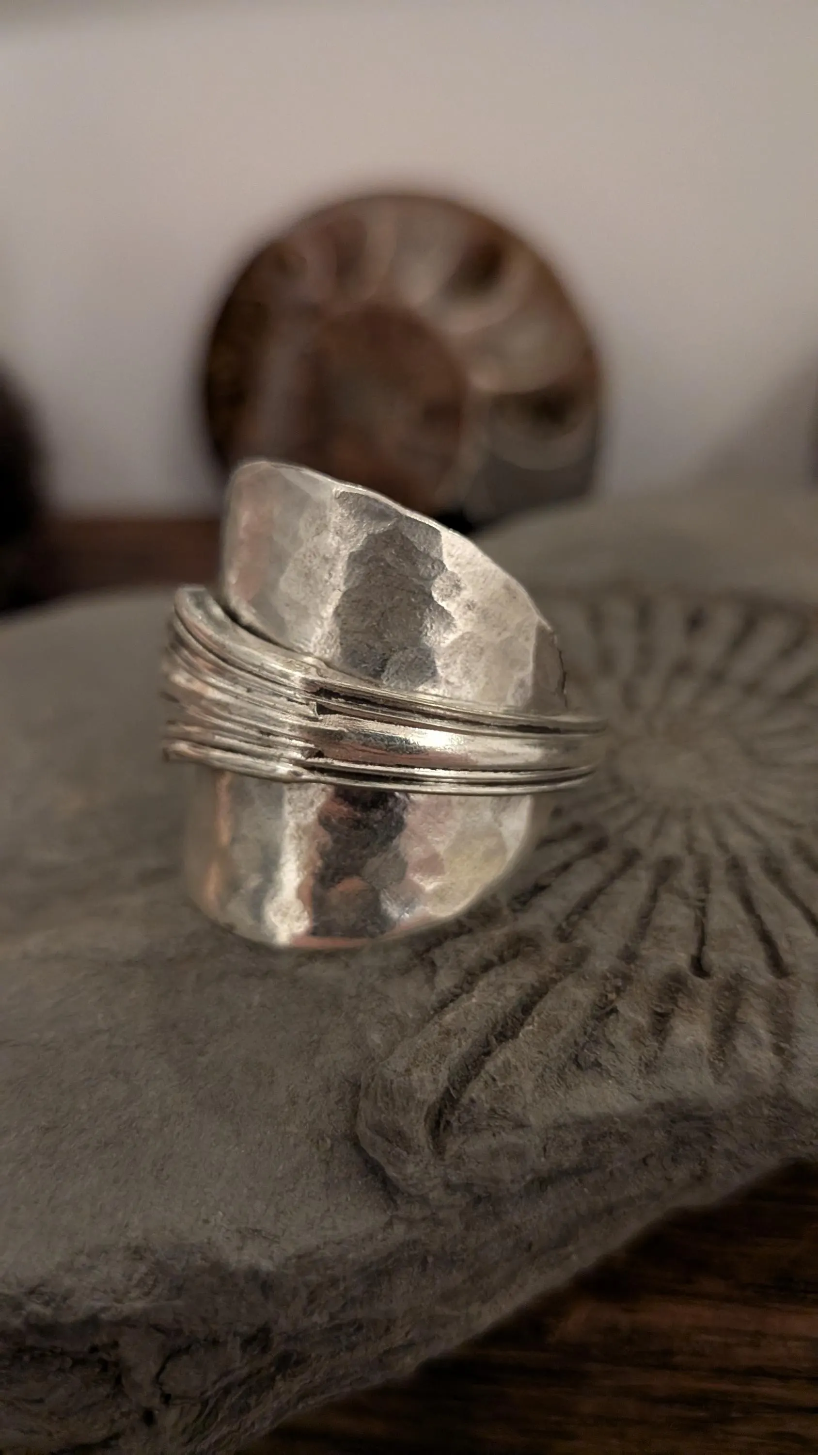 Beresford Art Deco Saddle Fan Pattern Spoon Ring Silver Plated EPNS - Image 2