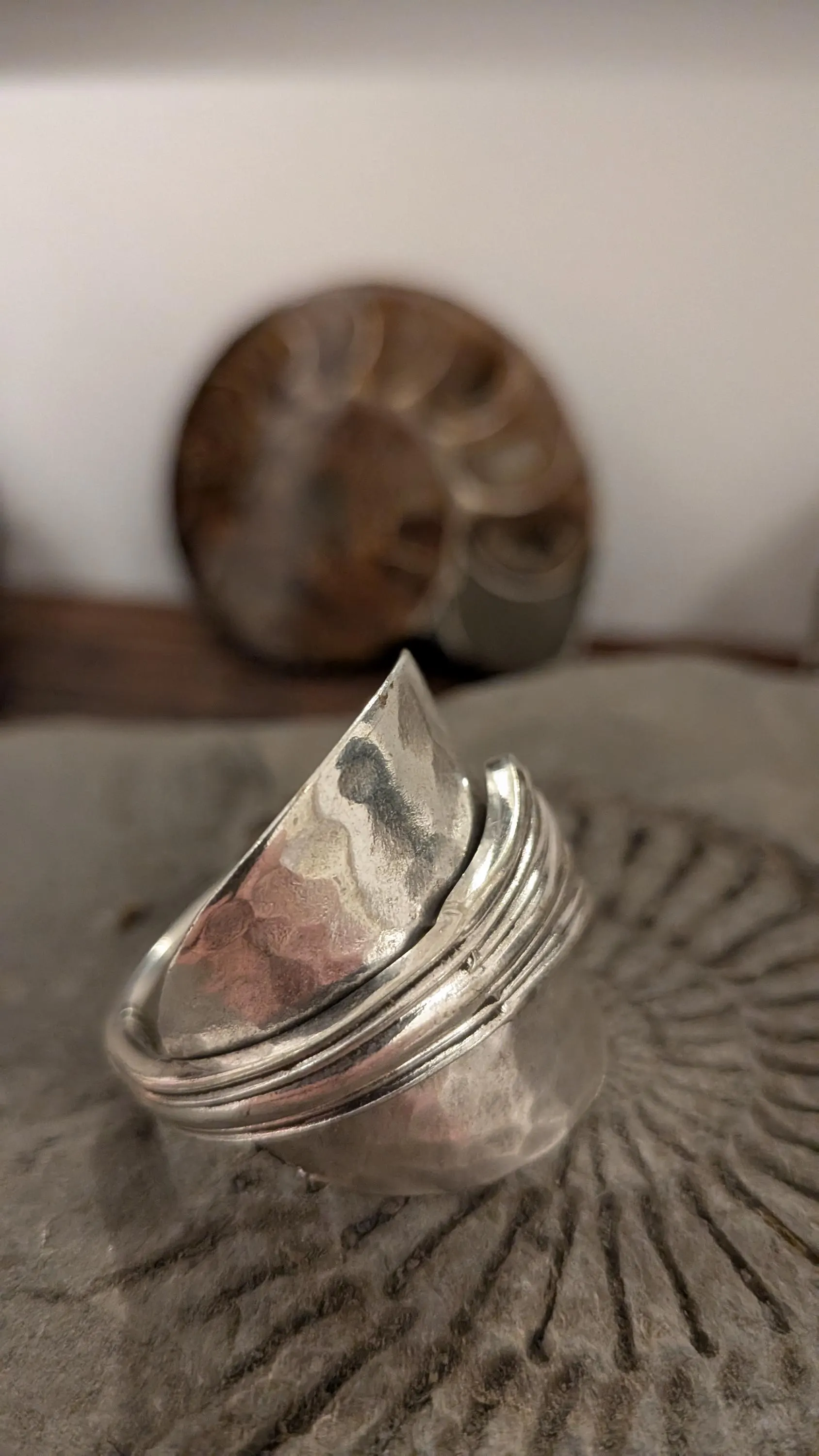 Beresford Art Deco Saddle Fan Pattern Spoon Ring Silver Plated EPNS - Image 3
