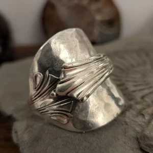 Beresford Art Deco Saddle Fan Pattern Spoon Ring Silver Plated EPNS